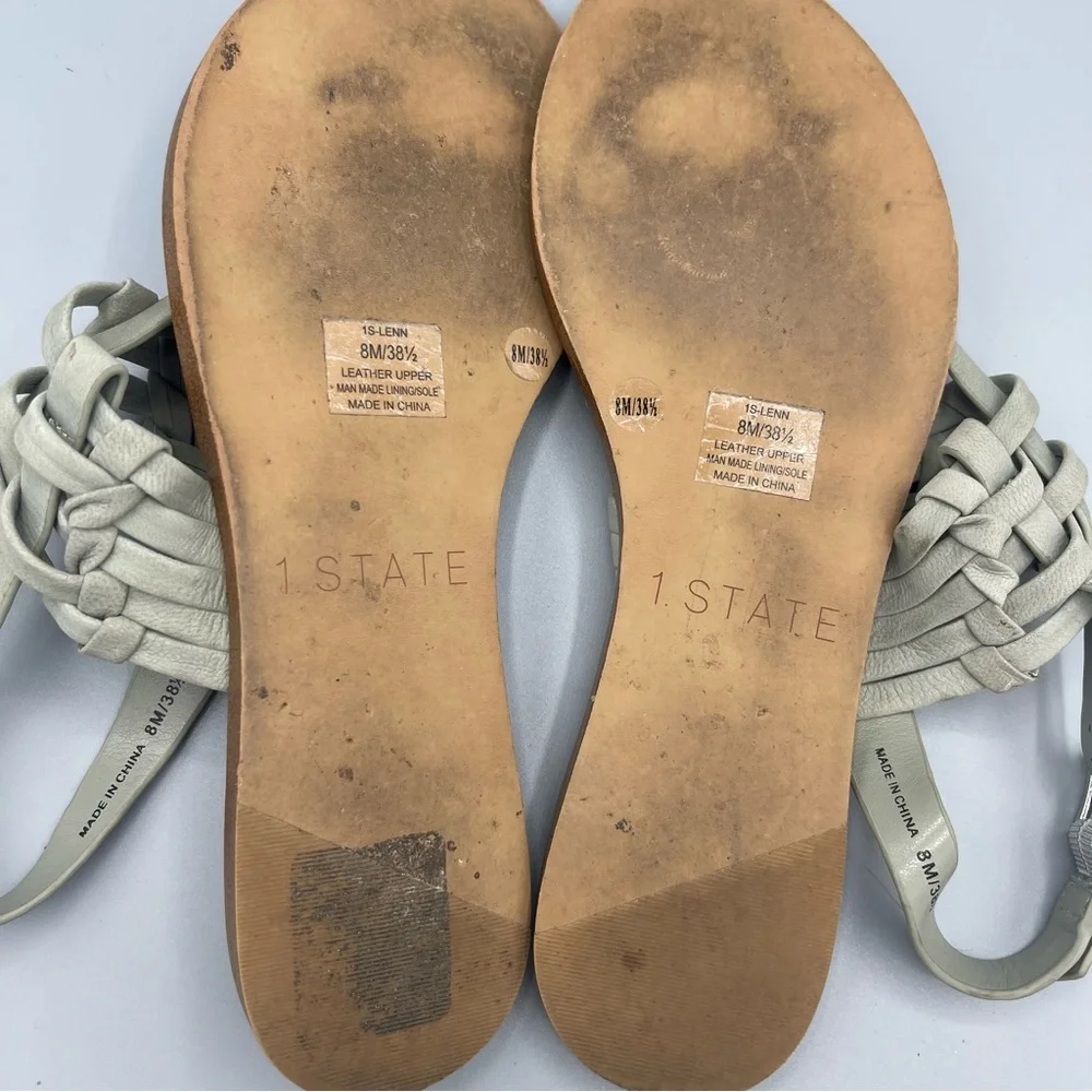 1. State Shoes Size 8 Sage Green Woven Leather Sandals